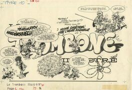André Franquin - Dessin de Titre du Trombone illustré N°10 (encarté dans Spirou 2040 du 16 juin 1977) - Original Illustration