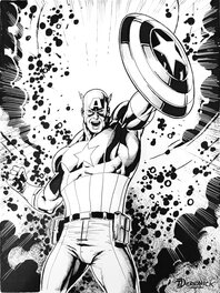 Tom Derenick - Captain America Pin-up - Kirby Crackles - Original Illustration