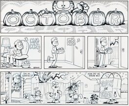 Jim Davis - Garfield  - "Halloween"  (Calendar October) - Planche originale
