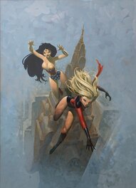 Jean-Baptiste Andréae - Captain Marvel et Wonder Woman - Illustration originale