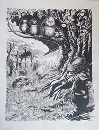 François Gomès - Owls and The Samurai - Illustration originale
