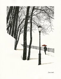 Christophe Chabouté - Parapluie rouge IV - Original Illustration