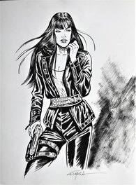Gil Formosa - Buck Danny - Lady X - variante du dessin de couverture de "la nuit du spectre" - Illustration originale