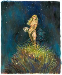 Régis Moulun - Un bouquet sous les étoiles - Illustration originale