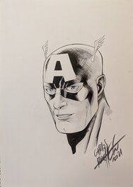 Carlos Pacheco - Portrait of Captain America by Carlos Pacheco - Œuvre originale
