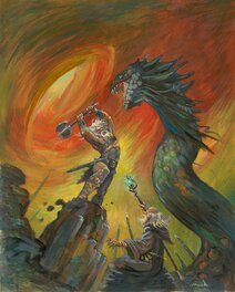 Régis Moulun - Couverture roman Gunthar: Sorcerer-Kings of the Lost World - Illustration originale
