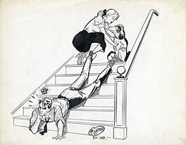 Albert Uderzo - Sa majesté mon mari et son chien (UDERZO 1952) - Illustration originale