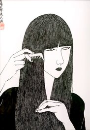 Daisuke Ichiba - Elle passait le peigne dans ses cheveux, le regard dans le vague et... par Daisuke Ichiba - Original Illustration