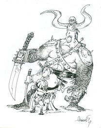 Sergio Aragonés - Groo against the Mongol - Illustration originale