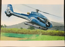 Esad Ribic - Esad Ribic, Louis Vuitton Travel Book - Hawaiian Blue Helicopter - Illustration originale