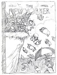 Proposed sketch for New Yorker cover "To the sea!"