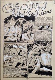 Original art - Rémy Bordelet RÉMY Choses vues dans ... Buffle Lion éléphant, Planche Montage originale dessin 1952 P'tit gars 2 Atelier Chott