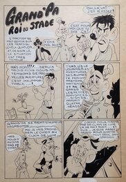 Comic Strip - Carton Lucien ( après Rey Atelier Chott ) Planche Originale 1 Cap' tain Paf 9 Roi du stade - Humour Bd Rc 1953 Pierre Mouchot