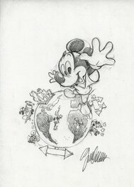 Giorgio Cavazzano - Crayonné Mickey - DISNEY- COUVERTURE MICKEY PARADE N°236 - Original Cover