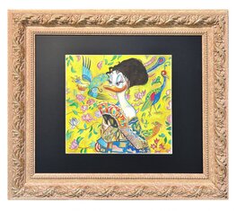 Tony Fernandez - Daisy Duck inspirée par 'La Femme à l'éventail' de Klimt - Illustration originale
