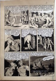 Bertrand Charlas - Charlas Bertrand (Atelier Chott) Robin des Bois 7 Manoir de la Crainte Planche Originale 9 Lavis & Encre de Chine 1948 - Planche originale