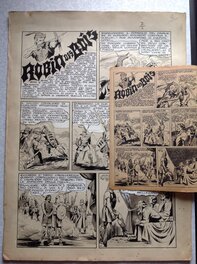 La planche originale 1 (2) du ROBIN des BOIS 7 de Juin 1948 avec sa Publication ( qui ne sera pas jointe a l'achat , c'est juste pour vous montrer que c'est publié ! )