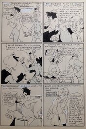 Comic Strip - Carton Lucien ( après Rey Atelier Chott ) Planche Originale 6 Cap' tain Paf 9 Roi du stade - Humour Bd Rc 1953 Pierre Mouchot