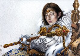 Martin Rodriguez - Princesse Guerrière : Hommage à Juan Gimenez - Peinture originale (2022) - Œuvre originale