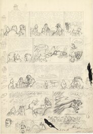 Hergé - Hergé -Tintin-Crayonné recto verso des planches 30 et 32 de Coke en Stock - Planche originale