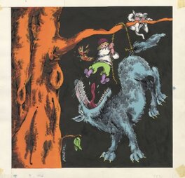Fred - Pierre et le Loup / pochette de disque - Planche originale