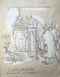 Gus Bofa - La question de la vie chère - Illustration originale