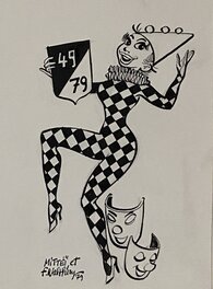 François Walthéry, illustration originale, Natacha en Arlequin. François Walthéry, illustration originale, Natacha en Arlequin.