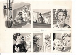 Jacques Fromont - Planche de vignettes au lavis - parution dans le n° 347 de Mireille (Editions de Chateaudun) - Illustration originale