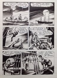 Fergal - Fergal (Gallieno Ferri - Atelier Chott) Thunder Jack Planche Originale 33 Bateau Nuit Encre de Chine petit format RANCHO Bd 1955 - Comic Strip