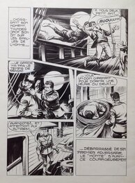 Comic Strip - Fergal (Gallieno Ferri - Atelier Chott) Thunder Jack Planche Originale 34 Combat Nuit Encre de Chine petit format RANCHO Bd 1955