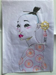 Beb-Deum - Femme japonaise sur calque - Original Illustration