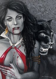 Martin Rodriguez - Vampirella avec la panthère noire - Original art