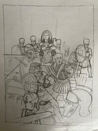 Jacques Martin par Eric Lenaerts, crayonné original, projet de couverture de "Alix raconte, Cléopâtre". Jacques Martin par Eric Lenaerts, crayonné original, projet de couverture de "Alix raconte, Cléopâtre".