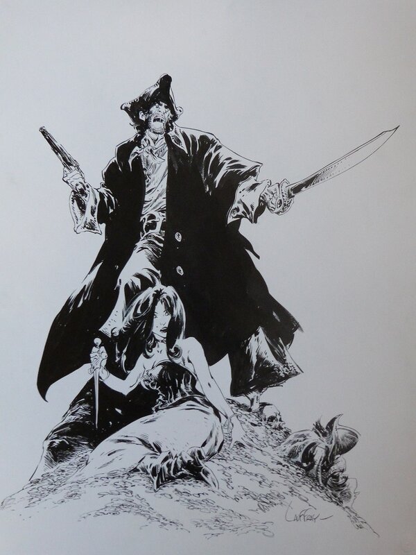 Mathieu Lauffray, Long John Silver, Illustration originale, encadrée - Original Illustration