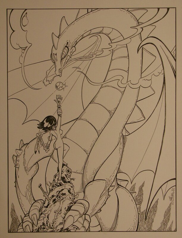Dragon - commission par Steven De Rie - Illustration originale