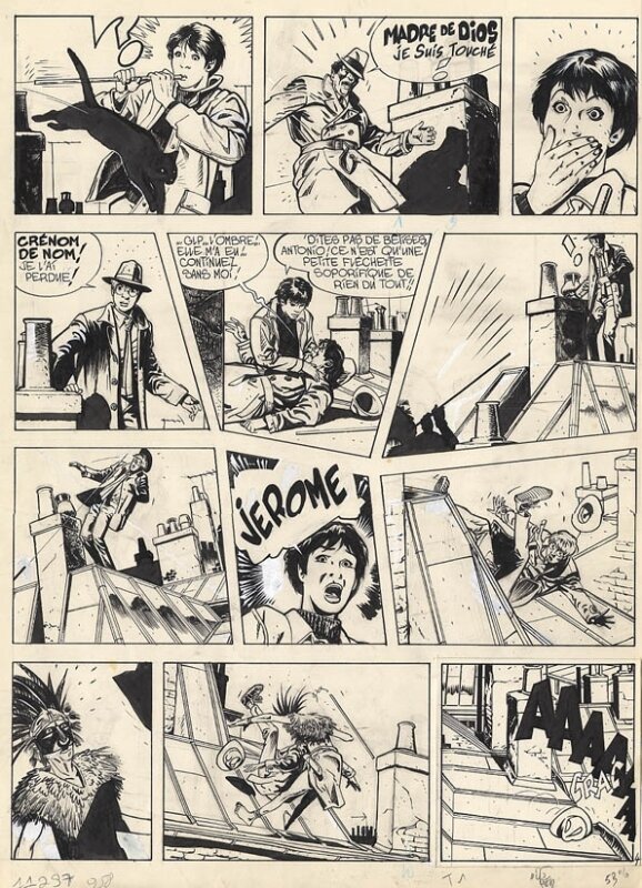 Alain Dodier, Makyo, Serge Le Tendre, Jérôme K. Jérôme Bloche n° 1, « L'Ombre qui tue », planche 44, 1985. - Comic Strip
