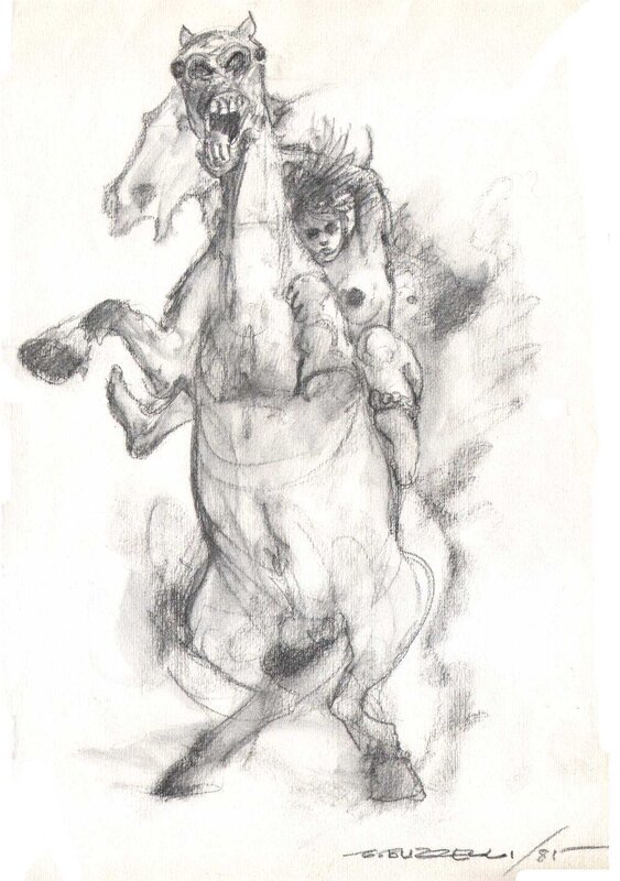 La cavalière by Guido Buzzelli - Original Illustration