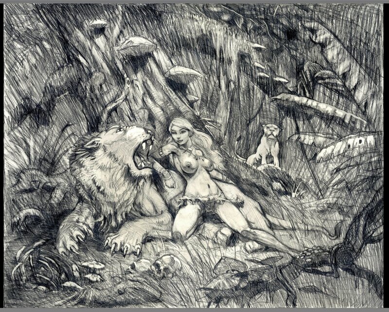 Lionnes by Régis Moulun - Original Illustration