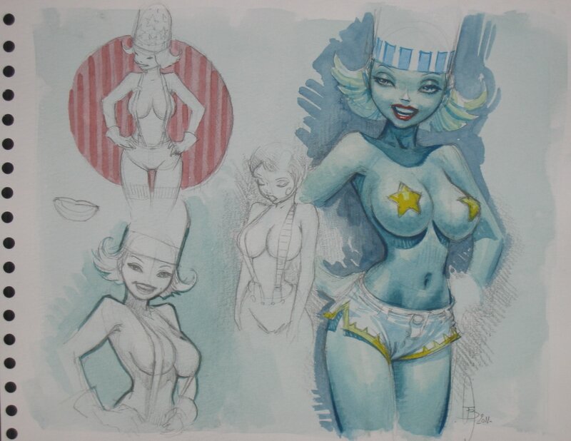 Jean-Baptiste Andréae, Sketchpage : Pin-up Cirque - Andreae - Original art