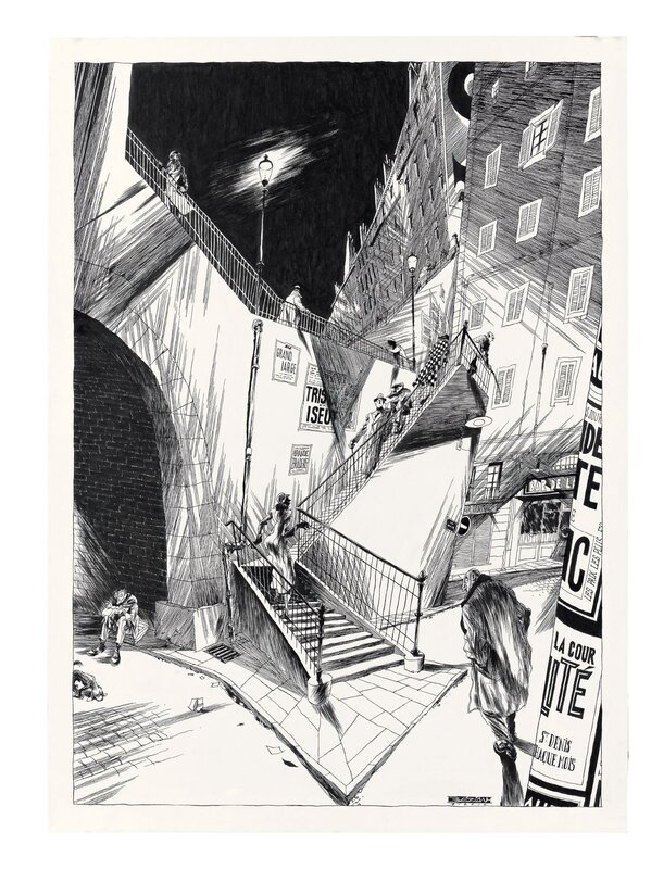 L'escalier by Frédéric Bézian - Original Illustration