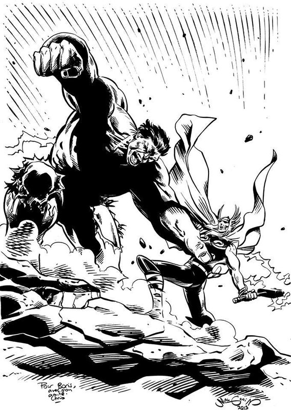 Hulk vs thor format A3 par chris malgrain - Original Illustration