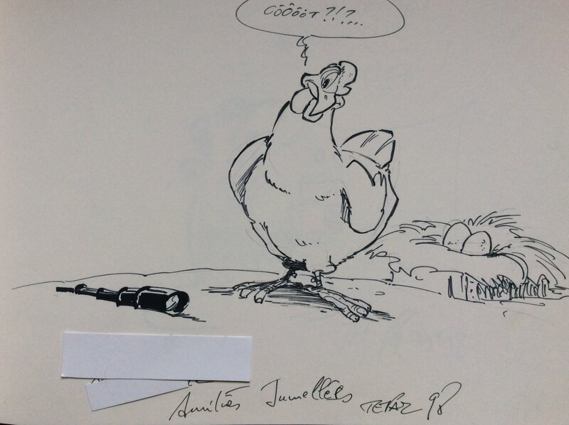 Poule et longue vue by Tépaz - Sketch