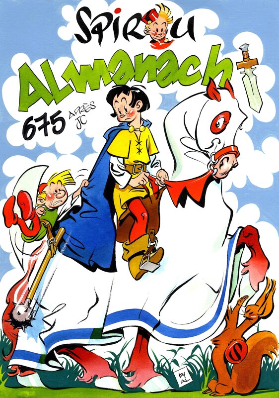 Spirou Almanach by Al Severin - Original Illustration
