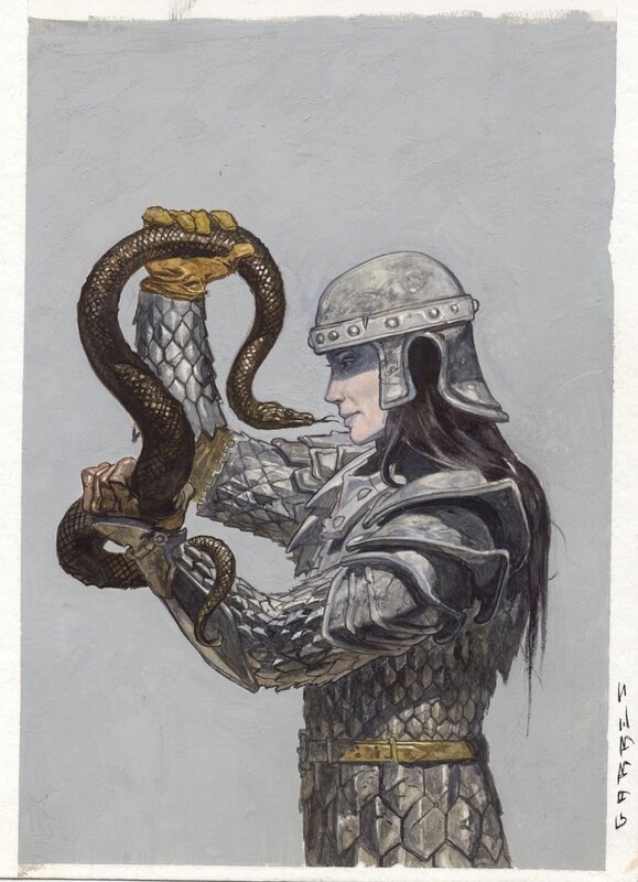 Warrior's snake by Rafa Garres - Original Illustration