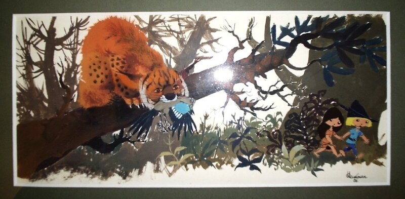 René Hausman, Spirou Nature : Le Lynx (4), 1966. - Original Illustration