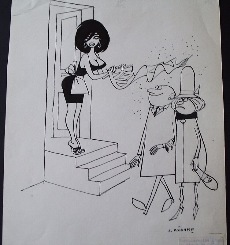 Georges Pichard, « - Habituellement, tu as horreur de la poussière ! - Quelle poussière ? », circa 1960. - Illustration originale Georges Pichard, « - Habituellement, tu as horreur de la poussière ! - Quelle poussière ? », circa 1960. - Illustration originale