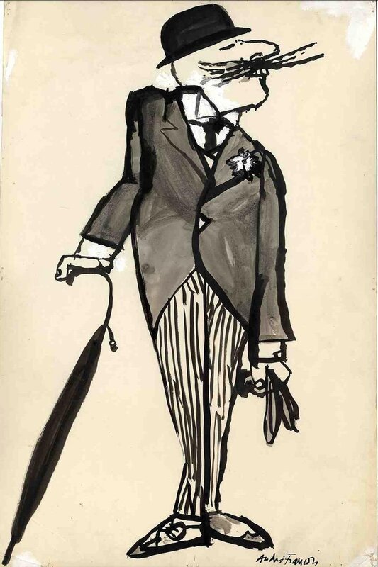 Gentleman by André François - Original Illustration