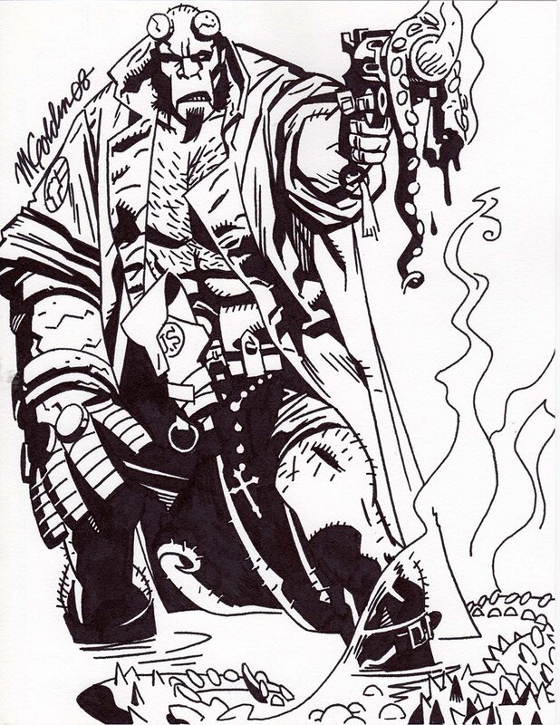 Hellboy par Michael Golden - Illustration originale