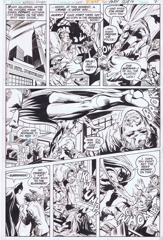 Rich Buckler, Dick Giordano, 1979-11 Buckler/Giordano: World's Finest Comics #259 p2 Batman - Planche originale
