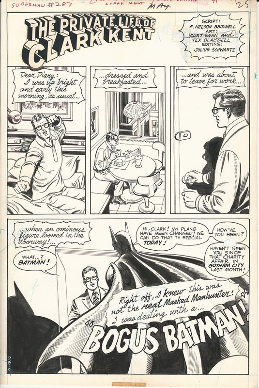 Curt Swan, Nelson Bridwell, Tex Baisdell, Superman - Bogus Batman! #287 P1 - Planche originale